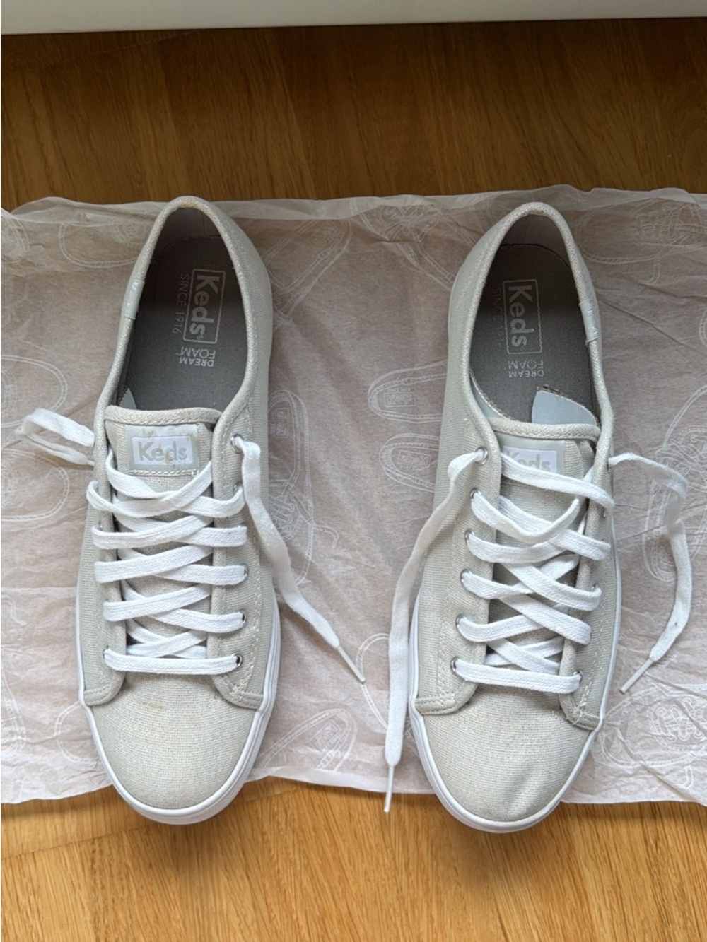 Keds Light Gray Canvas Lace-Up Sneakers